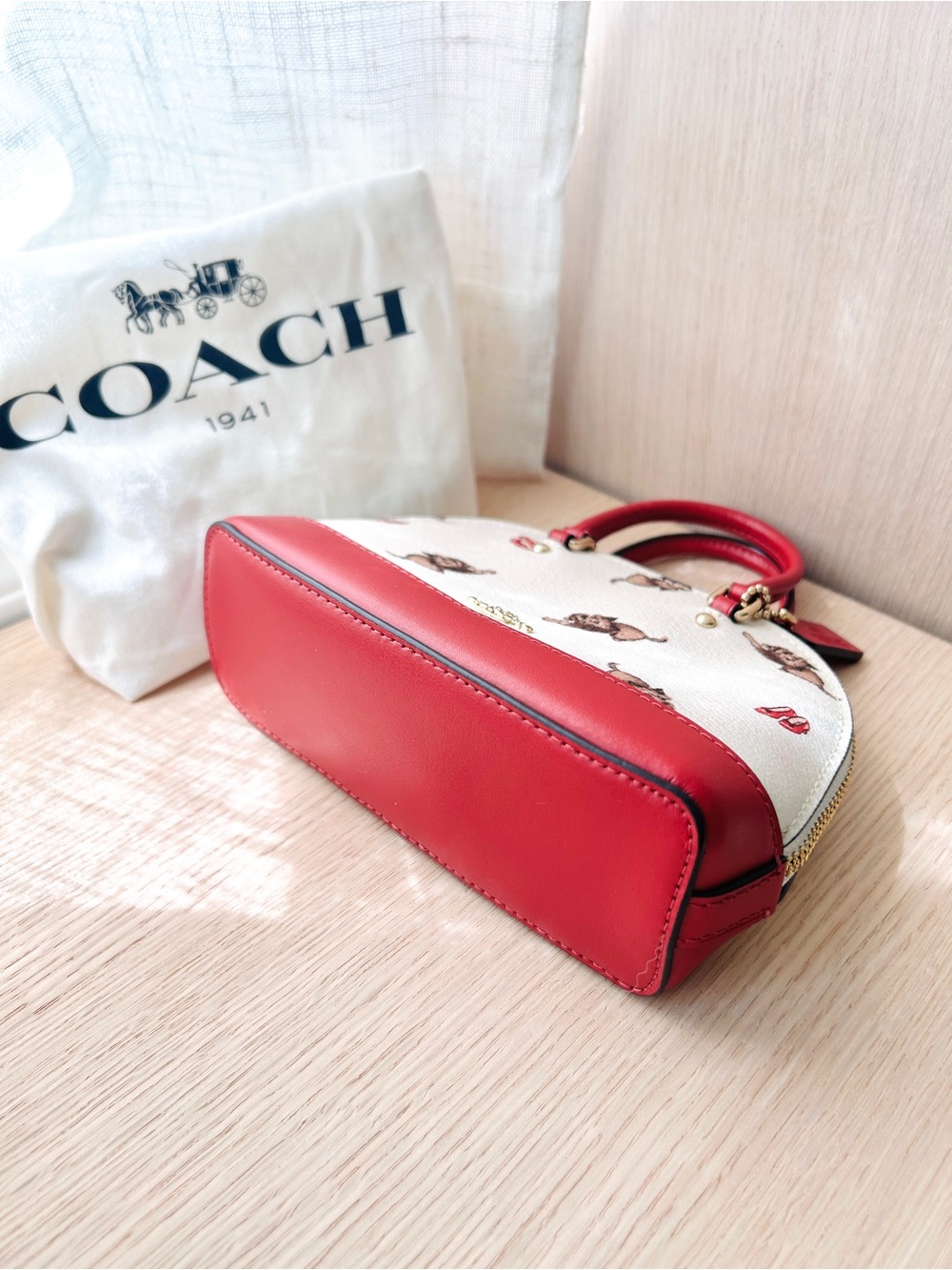 Coach👠Wizard of Oz Print Micro Mini Sierra Bag F39701 Satchel Like New Chalk Red - Picture 5 of 6